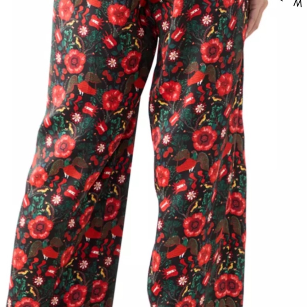 Philosophy Red and Green Floral Wide Leg Pants